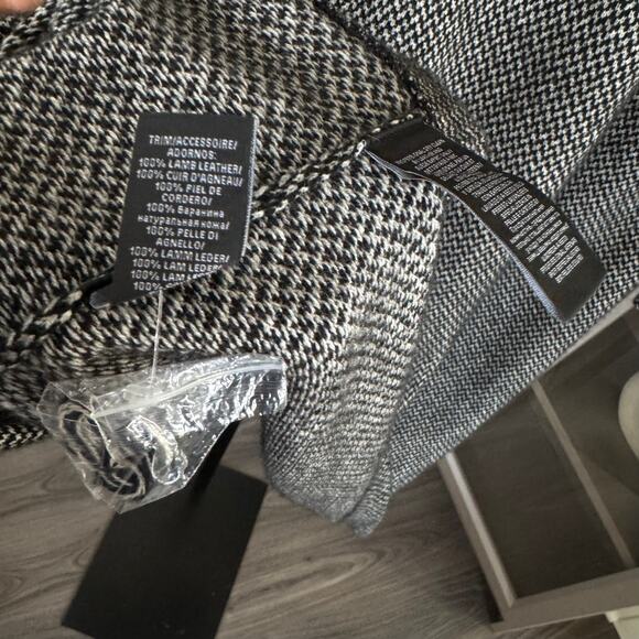 Ralph Lauren Black Label Cashmere Leather Trim Cardigan L Herringbone Gray Coat - Picture 6 of 6